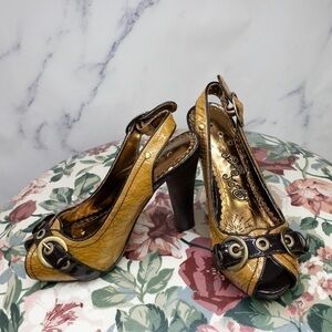 Naughty Monkey | Slingback Peep-Toe Heels | Sz 6